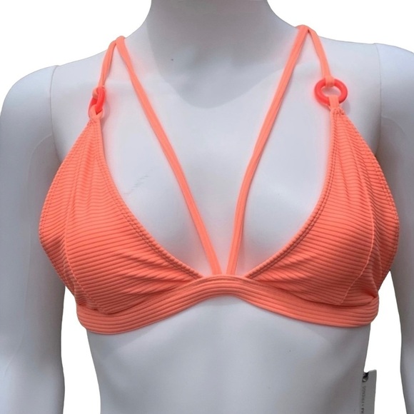 NWT Lovers + friends strappy ribbed modest coverage bikini top - Picture 2 of 16